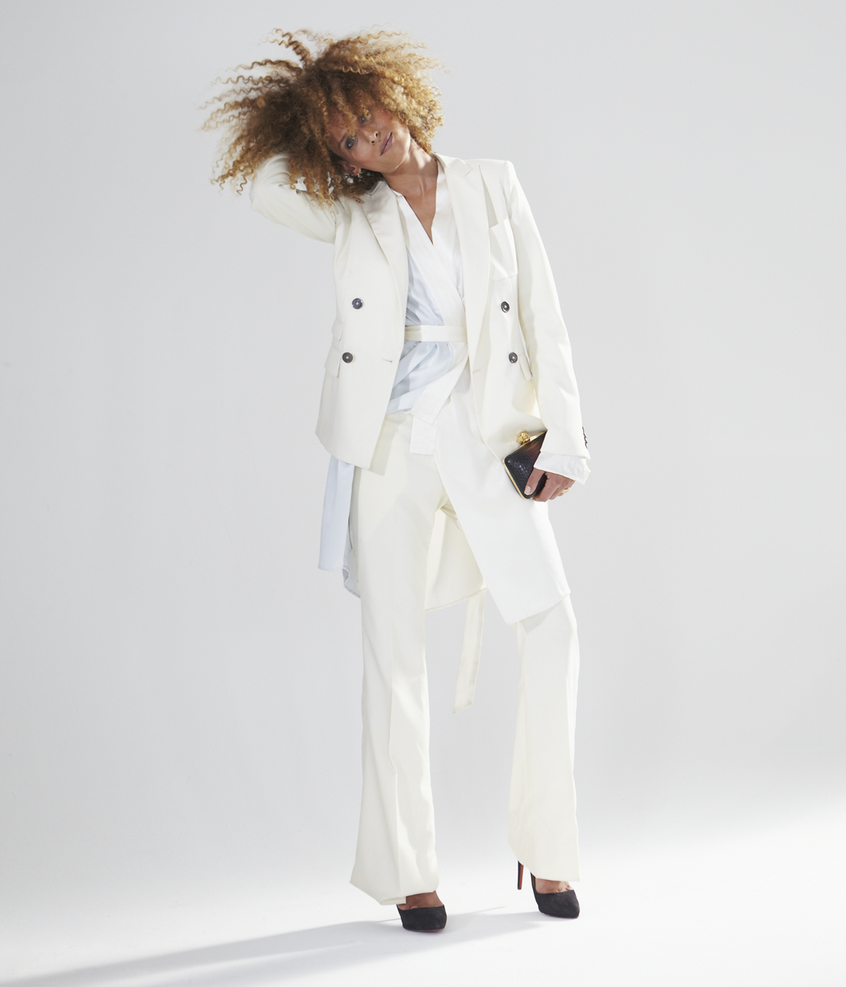 lady's fashion photography with a white suit