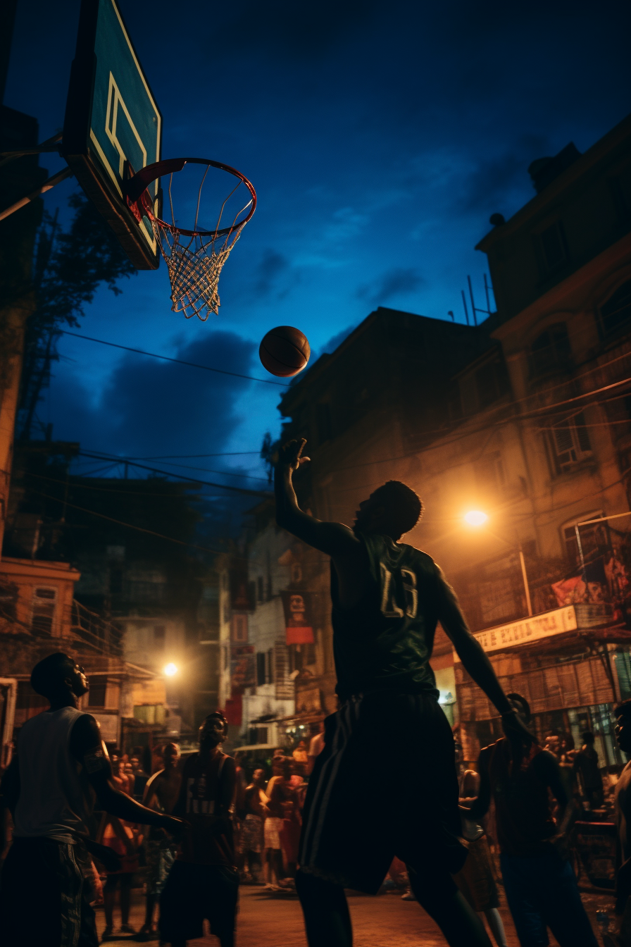 basketball at night in low light