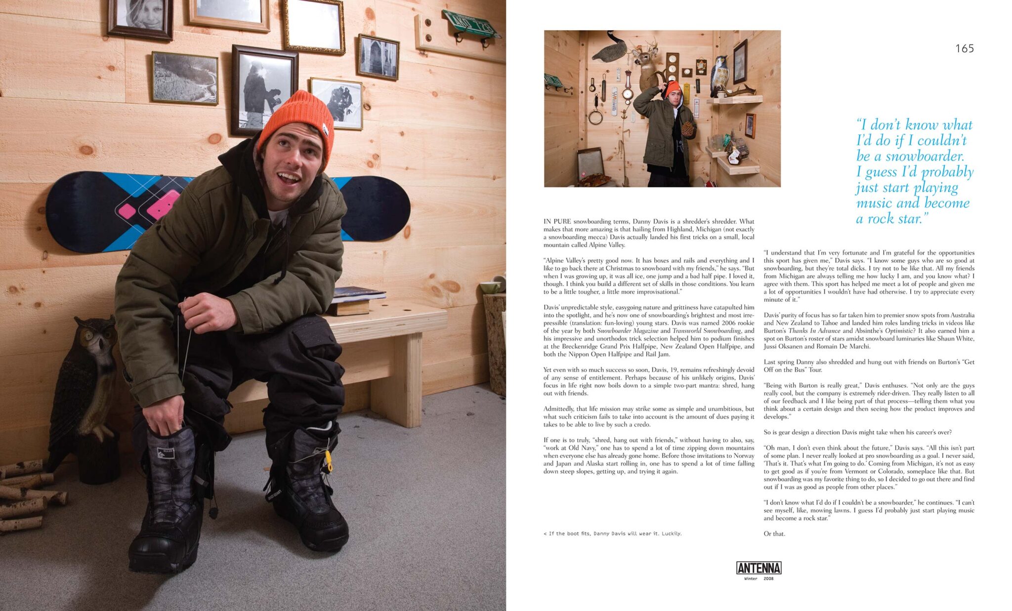 Editorial Photography of professional snowboarder Danny Davis for Antenna Magazine