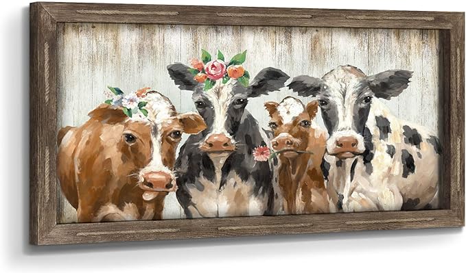 cute cow poster wooden art work