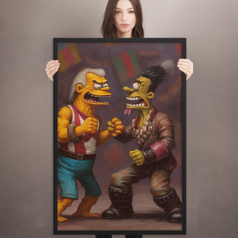 art work of two characters about to fight