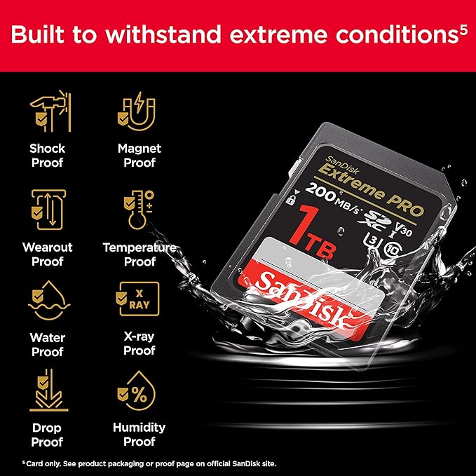 SanDisk 1TB Extreme PRO SDXC UHS-I Memory Card built well