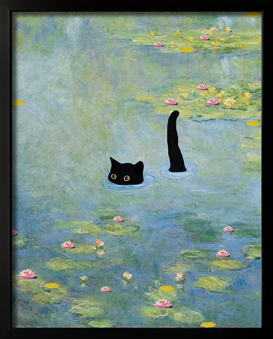 cat poster in monet style