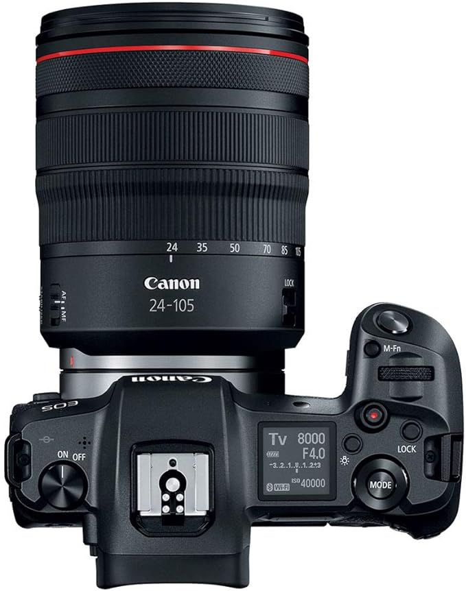 Canon EOS R top view with lens